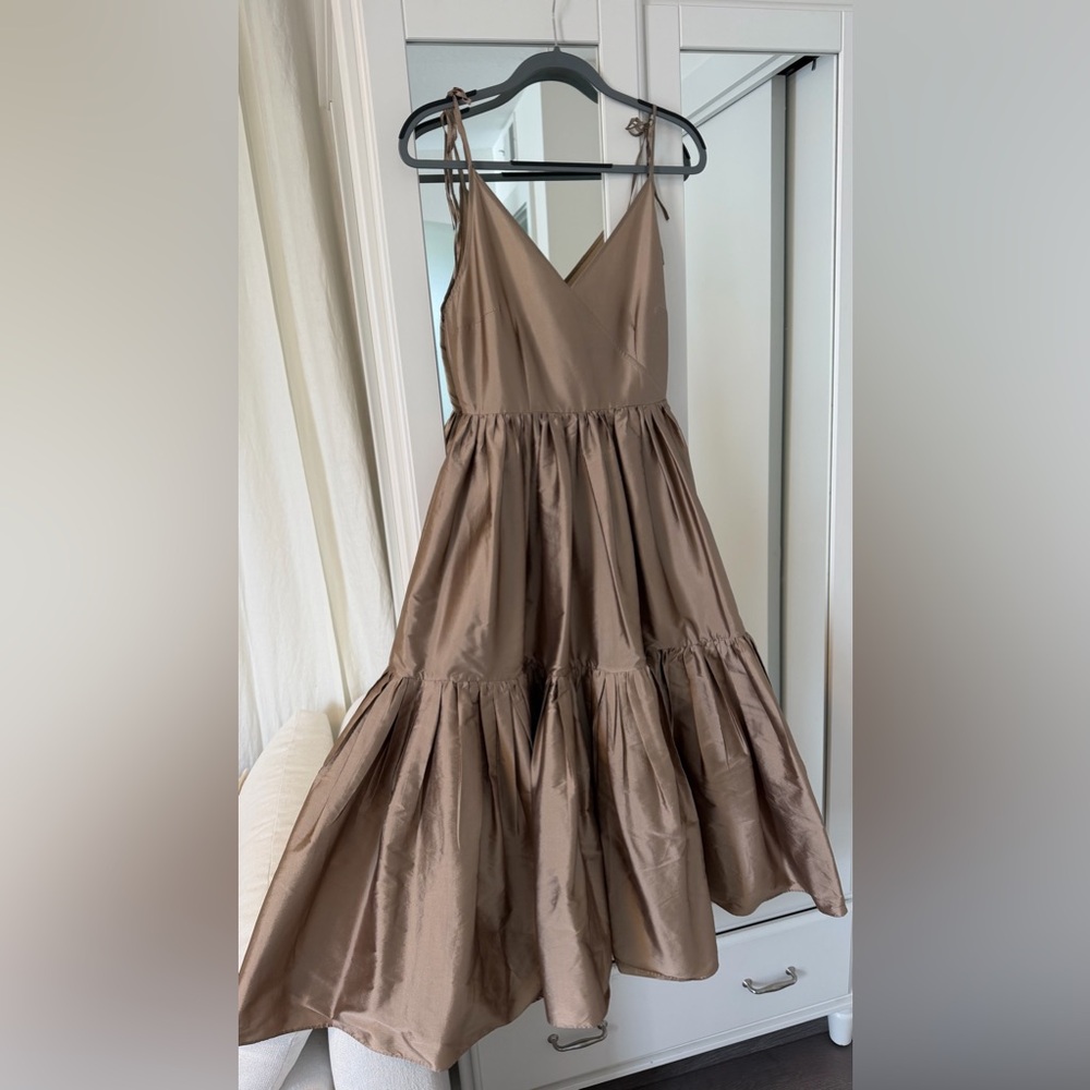 Anthropologie Bronze Taffeta Dress XS